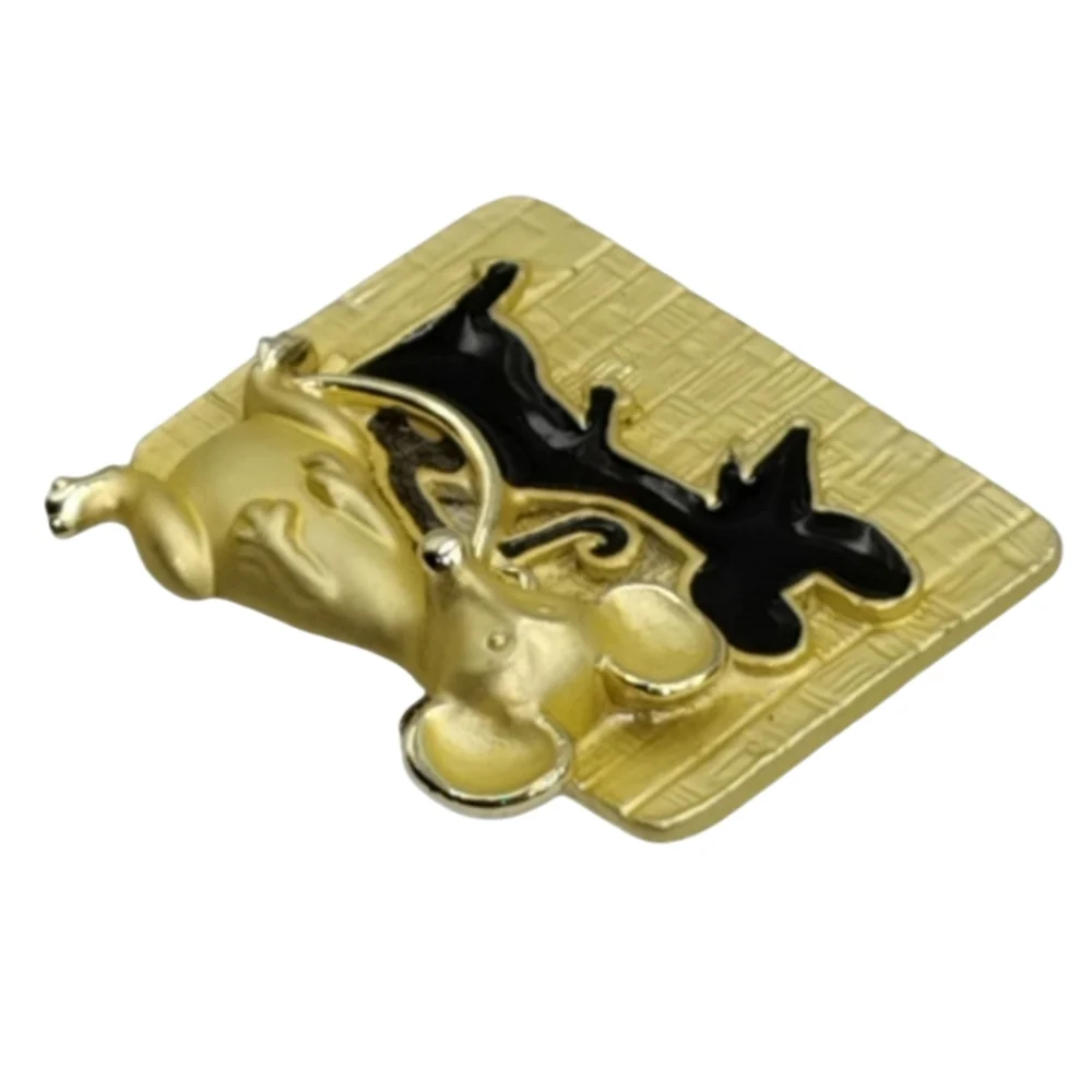 Gold Tone Enamel Mouse Silhouette Brooch NWOT